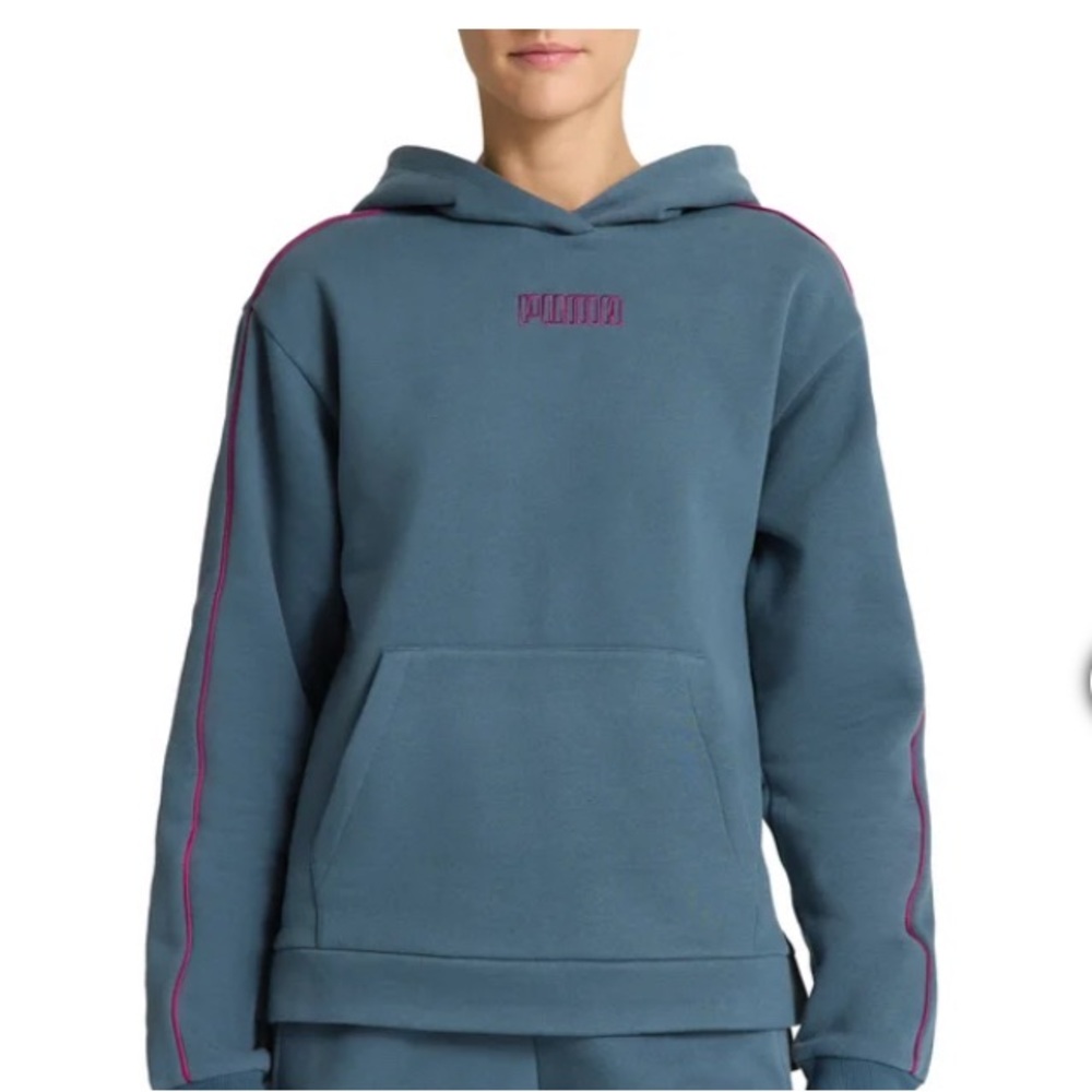 Puma Teal Hoodie with Magenta Trim